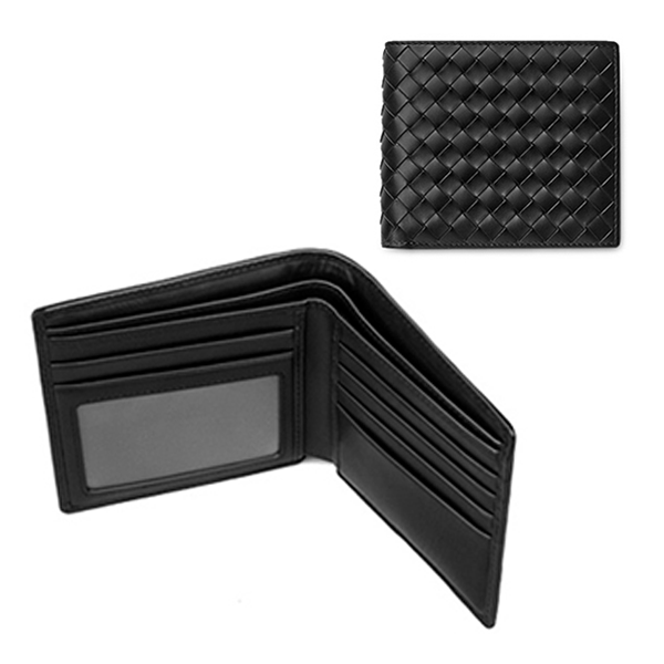 Carteira Masculina em Couro Trançado Preto Mawey