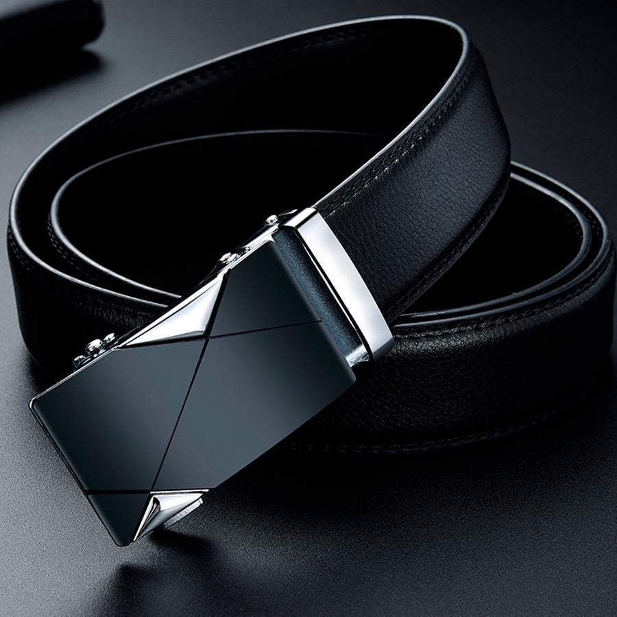 Cinto Masculino de Couro Preto Mawey Automatico